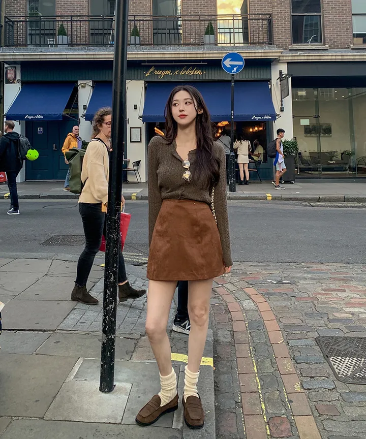 [wool70%🤎클래식무드] 모직 헤링본 핸드메이드 하프코트 자켓 반코트 아우터 절개 트임 코트 고퀄리티 루즈핏 봄 간절기 데이트룩 개강룩 4COL 상세 이미지 38