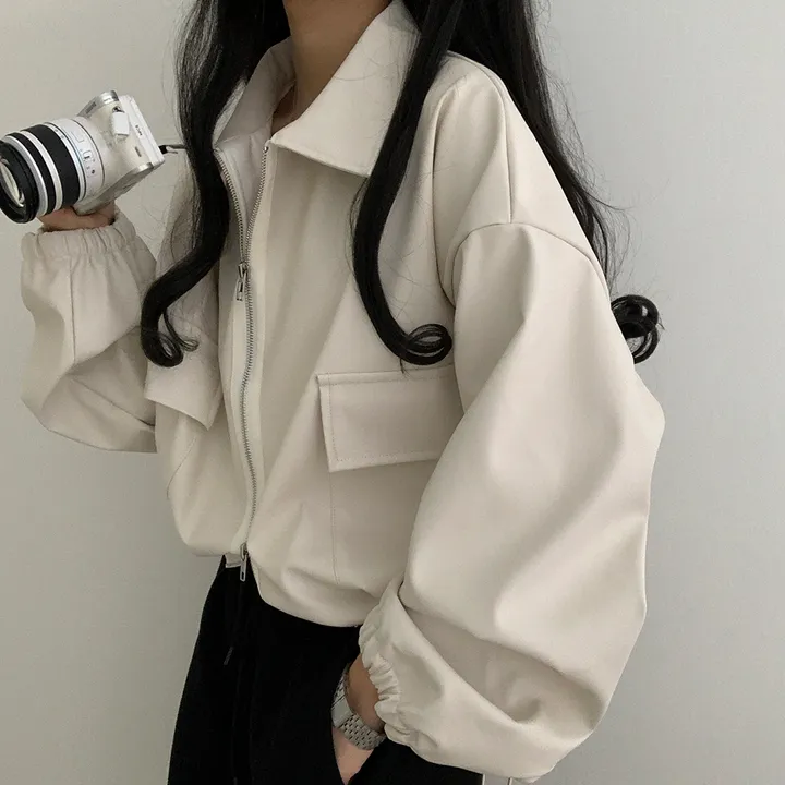 [ 봄신상 ]루즈핏 투웨이 레자 숏점퍼 상세 이미지 66