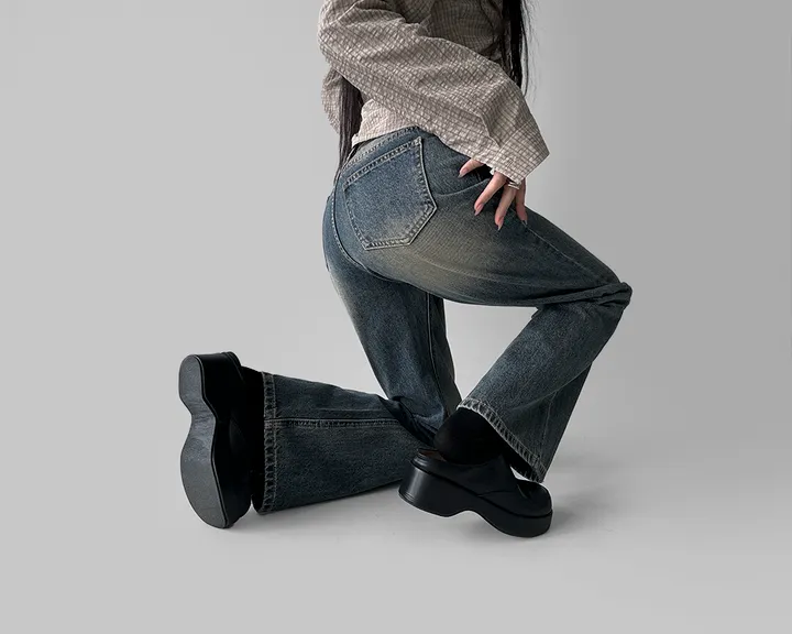 후브러쉬 빈티지 워싱 체형보정 세미 부츠컷 데님 팬츠 바지 상세 이미지 10