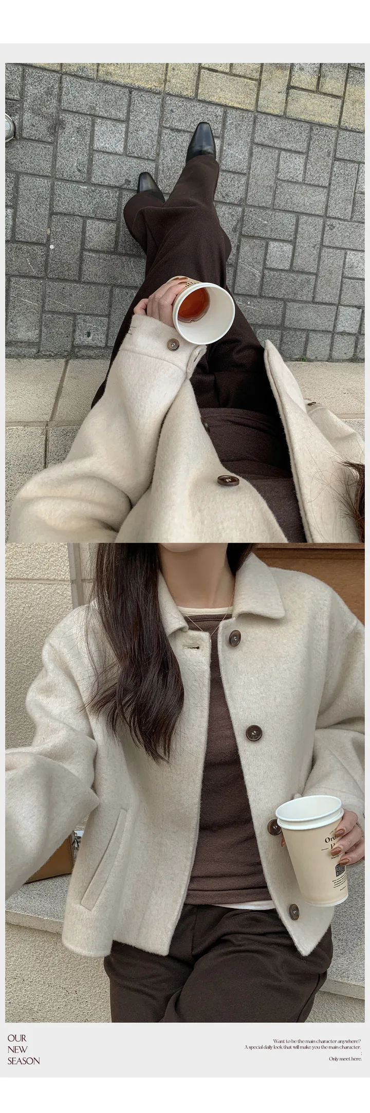 [자체제작/3천장돌파/S-L]프롬드 소프트 울 히든단작 핸드메이드 숏 코트 상세 이미지 79