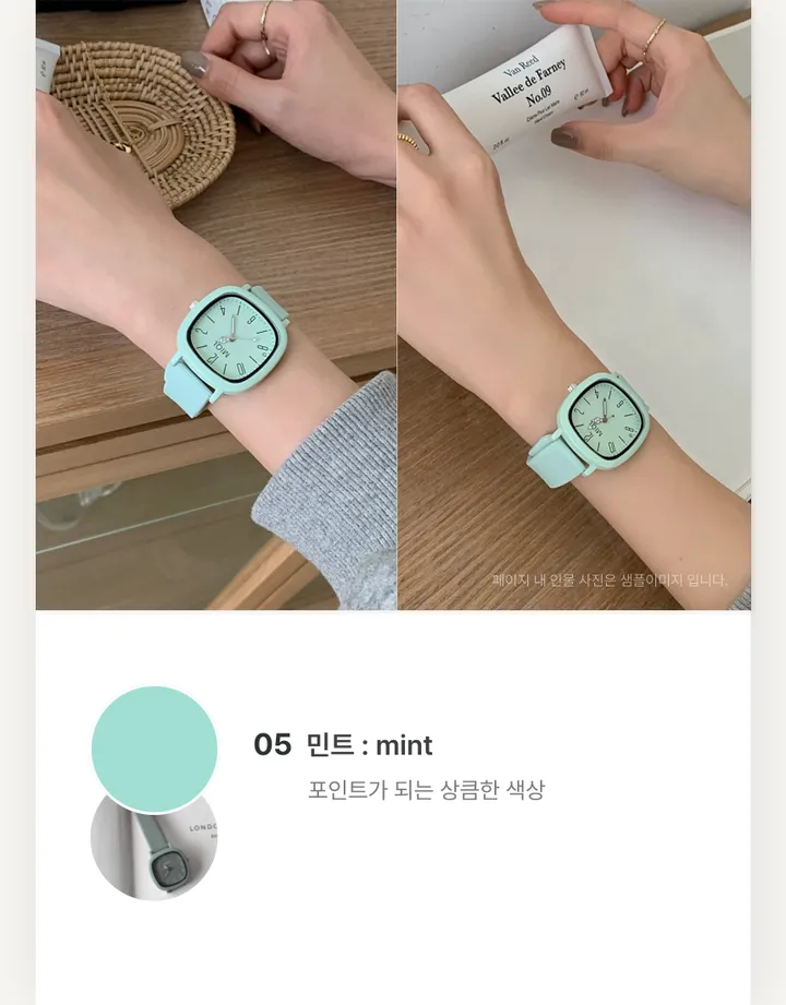 [당일출고] 신학기 스퀘어 베이직 블랙 기본 라운드 데일리 학생 여성 손목시계 상세 이미지 14