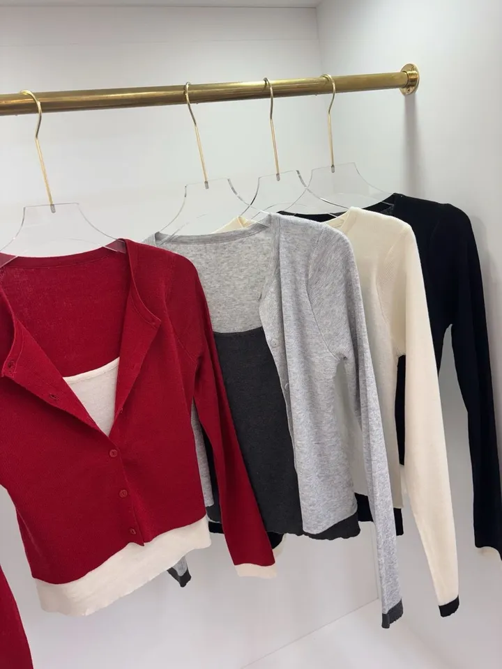 [일체형] 4color 레이어드 니트 가디건 *레이어드 가디건, 골지 가디건, 간절기, 배색가디건 상세 이미지 4