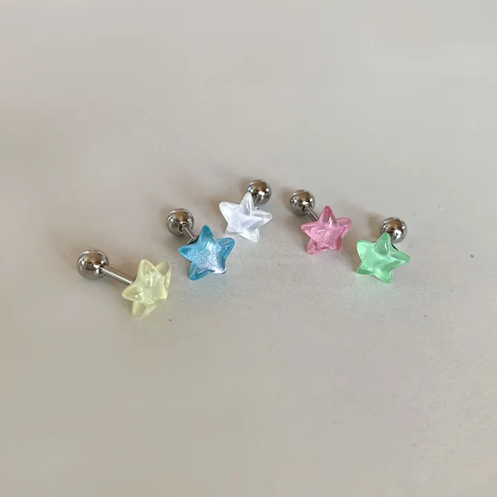 [리쿠pick!⭐️] 위시 별 써지컬 피어싱 (5color) / 아웃컨츠 귓바퀴 키치한 여름 피어싱 상세 이미지 3