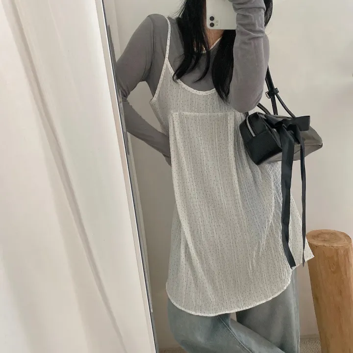 シフォンドットノースリーブチュニック | ファッション通販