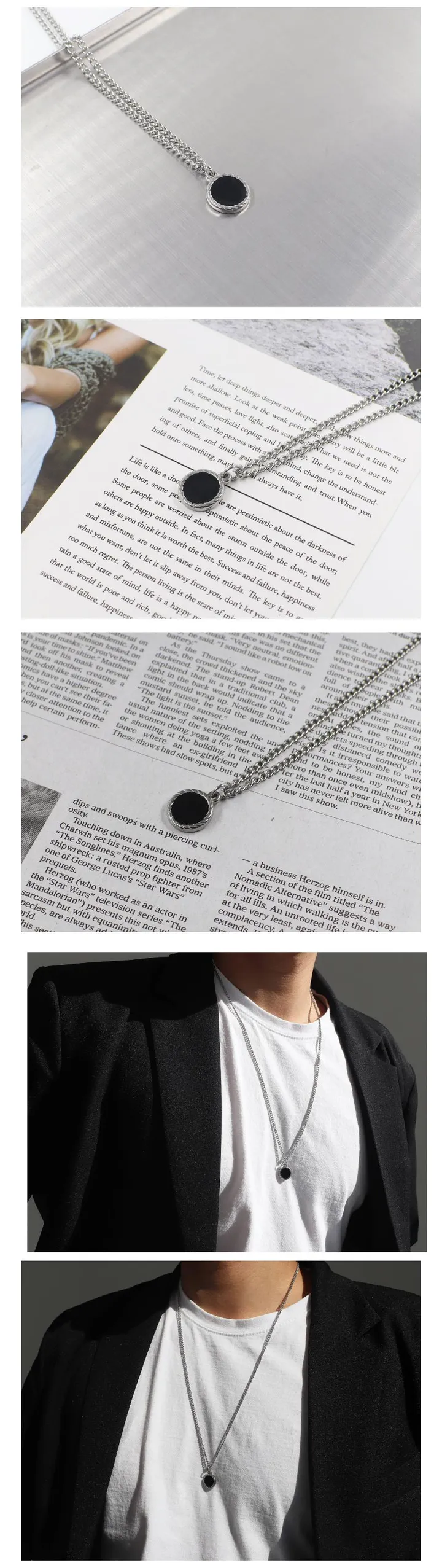 써지컬목걸이 남자 코인 펜던트 나침반 레이어드 롱 체인목걸이 상세 이미지 71