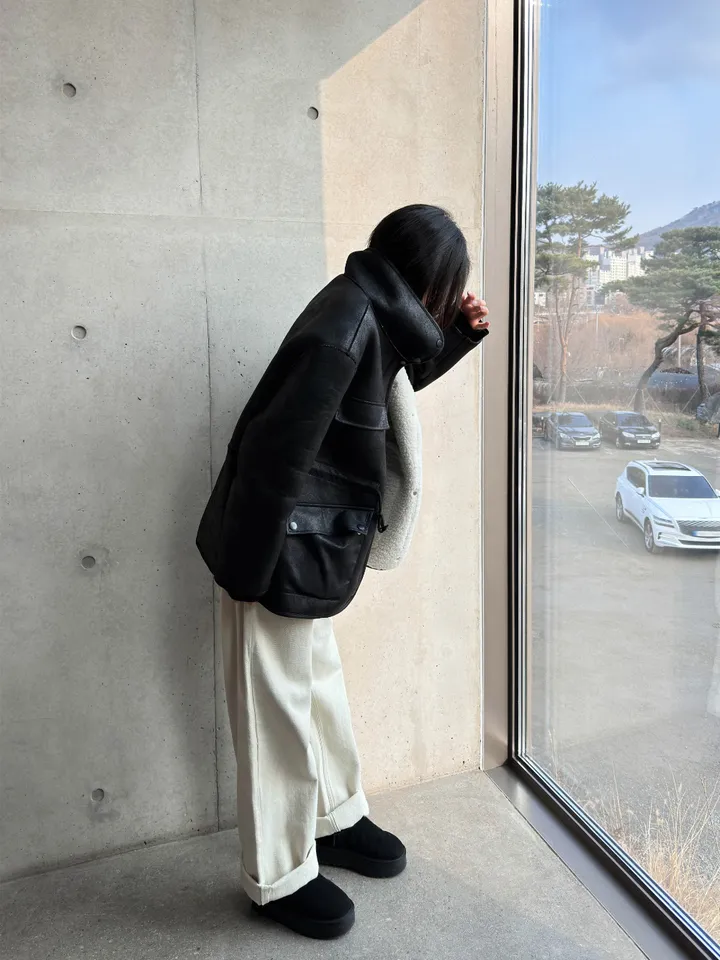오버핏🖤 레더힙 스트링 무스탕 2Color 상세 이미지 22