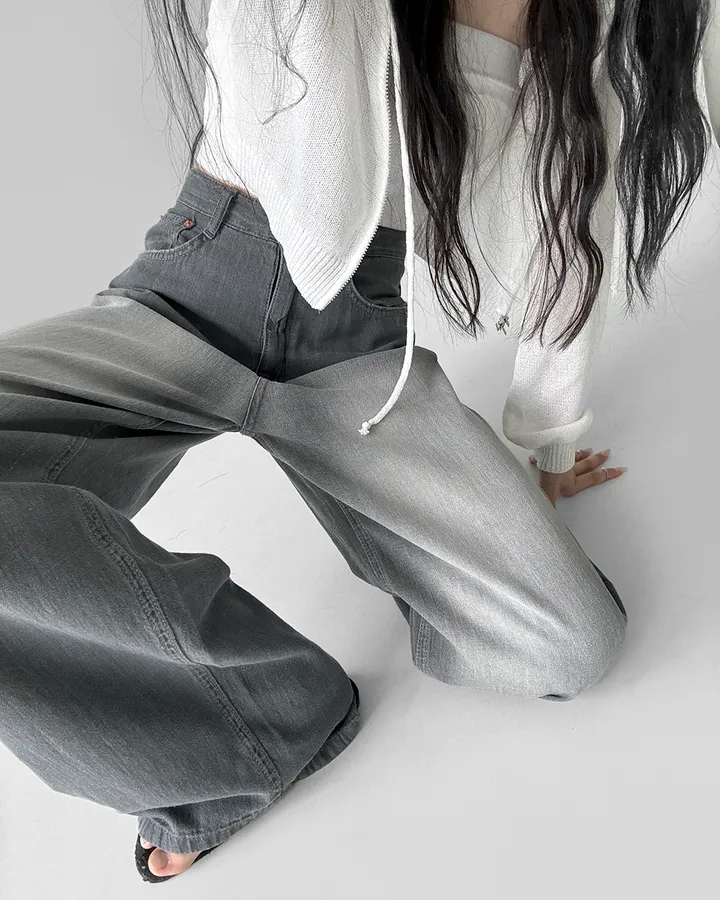 [후들후들 원단] 잔나비 소프트 워싱 와이드 루즈핏 얇은 원단 여름 데님 팬츠 청바지 상세 이미지 31