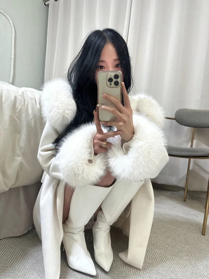 [가성비MD완전강추] 2color 폭스퍼+페이크퍼 후드 미니 벨트SET 코트 *연말룩 크리스마스룩 데이트룩 겨울코트 추천 짧은 코트 퍼 탈부착 가능* 상세 이미지 18