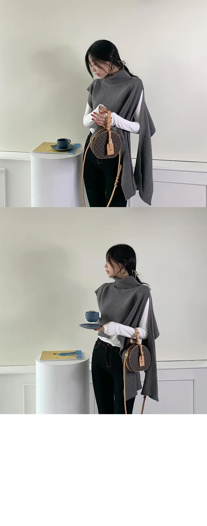 [여신핏/연말룩제격]miu 울 케이프 터틀넥니트 상세 이미지 14