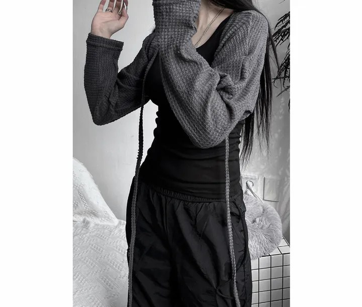 bolero strap waffle cardigan 상세 이미지 6