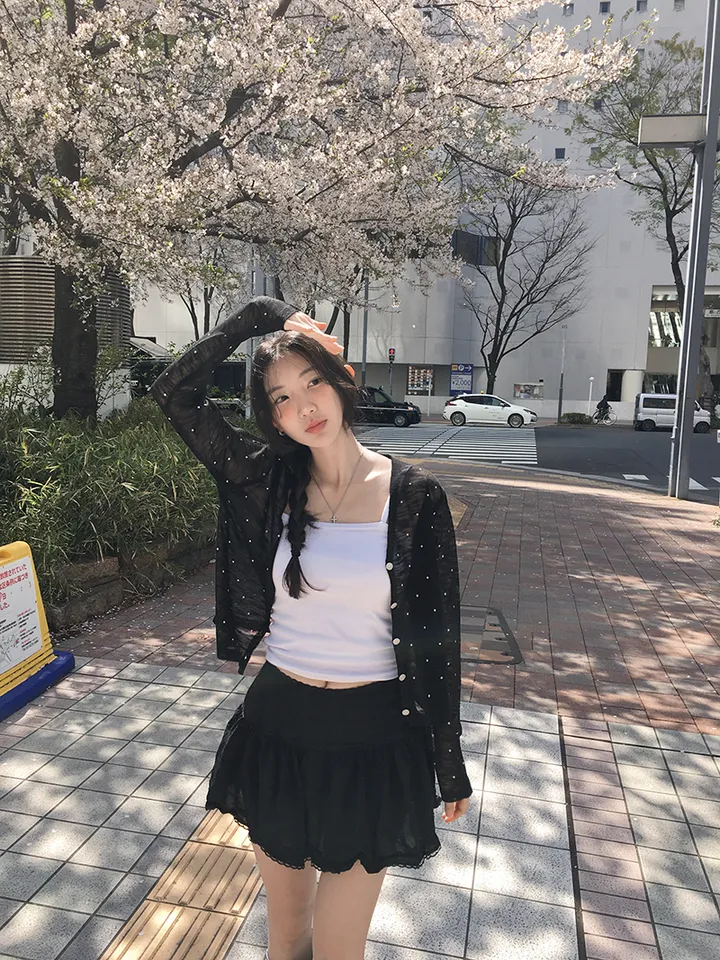 최저가![여리무드🤍시스루 도트 가디건 살안타템 여름가디건] 비비안도트시스루가디건 상세 이미지 28