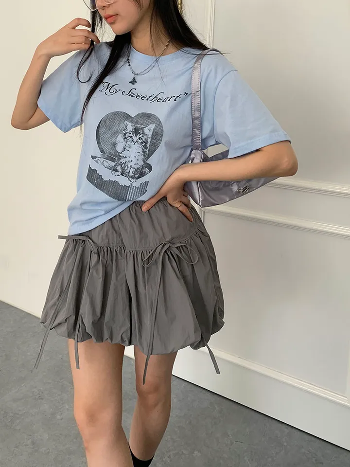 [속바지O/호박벌룬~펌킨 바스락나일론스커트! 가볍게입는 리본 포인트볼륨스커트] 벌룬리본나일론스커트 상세 이미지 37