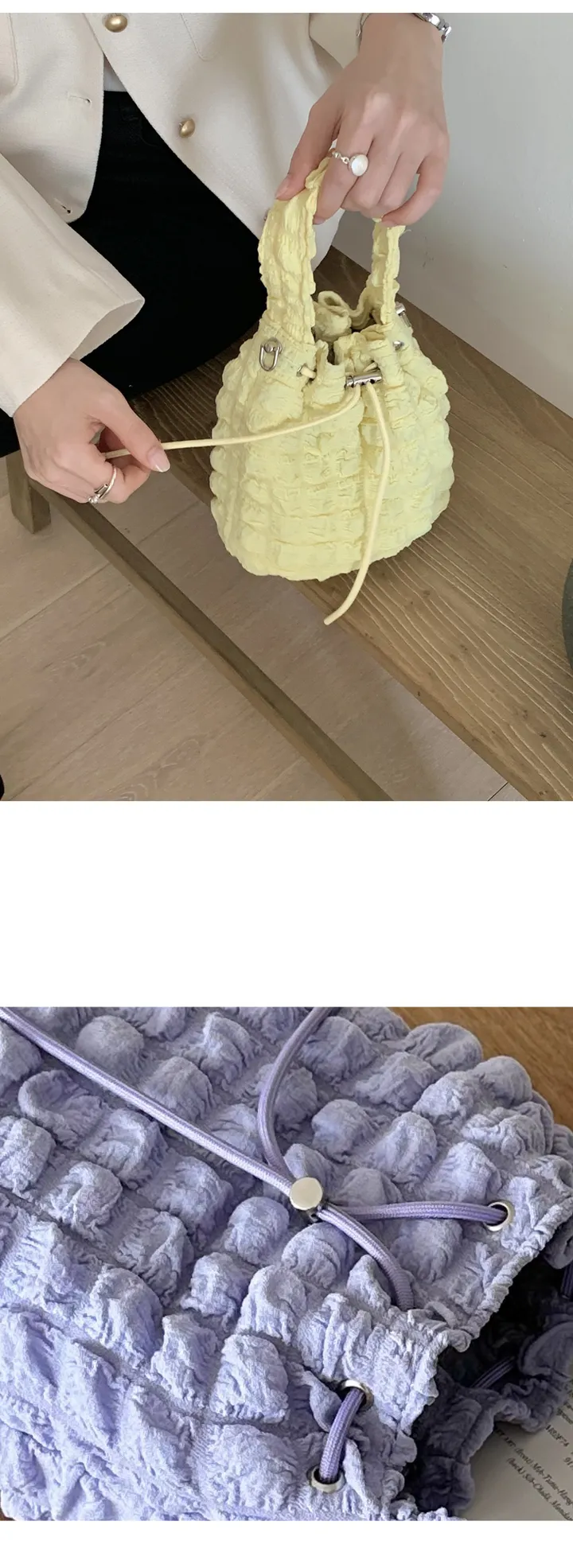 [당일발송] 가벼운 셔링 미니백 슈렌 버킷백 토트백 미니 데일리 가방 체인 크로스백 M822637 상세 이미지 10