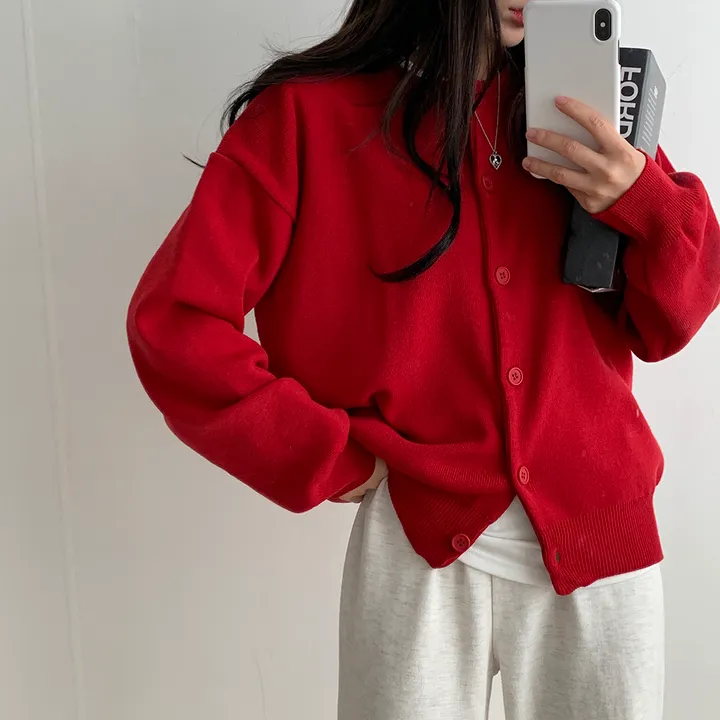 [ 데일리/무려~12컬러 ] 가을 겨울 포포 도톰 라운드 가디건 상세 이미지 42