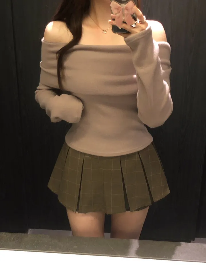 +특가할인✨ [봄신상/팔뚝살소멸핏] 기본충실! 로제 오프숄더 슬림 니트 긴팔 티셔츠 knit (*핏,컬러완벽 *흘러내림X) 상세 이미지 71