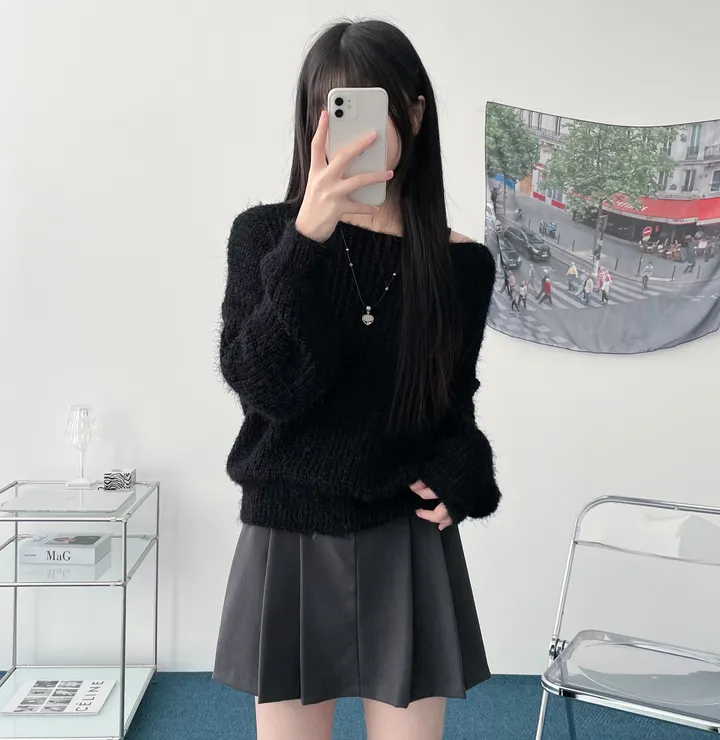 Pine leaf boat nect crop knit 상세 이미지 12