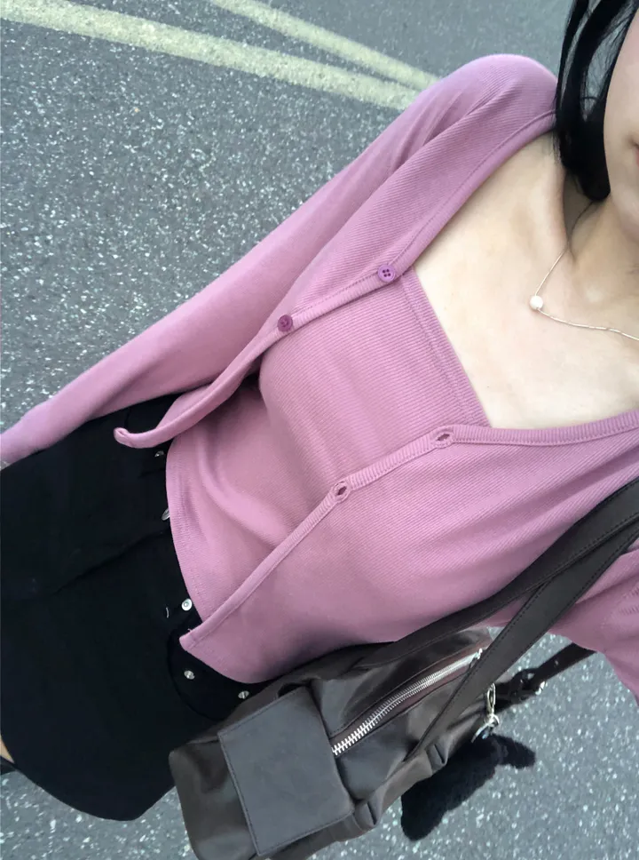 [MADE/3pcs/활용도최고] 비올라 브이넥 탑 가디건set (6color) 상세 이미지 58