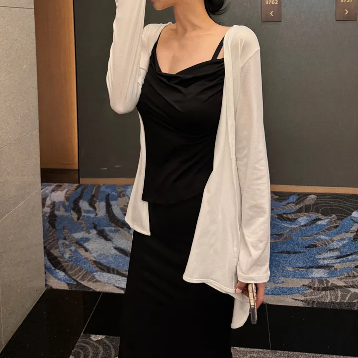 [자체제작]촉촉 셔링 나시 가디건 세트 상세 이미지 15