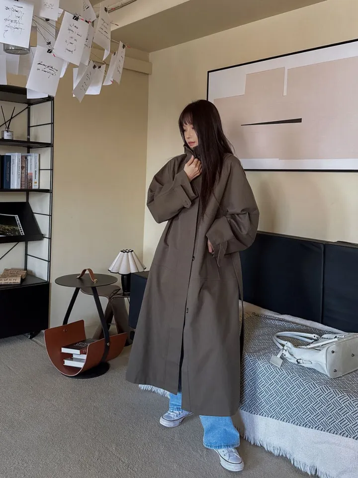 로제 하이넥 오버핏 트렌치코트, 베이직 페미닌 데일리 꾸안꾸 데이트 출근룩(3컬러) 상세 이미지 51