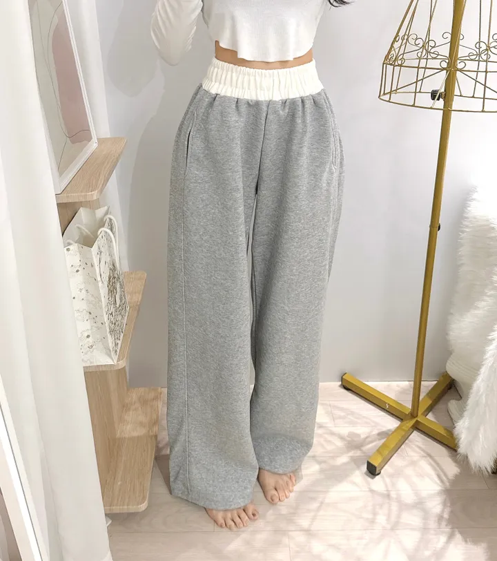 *2way [주머니배색 포인트!] 패트 배색 밴딩 힙 와이드 롱 트레이닝팬츠 롱팬츠 - 4color 상세 이미지 10