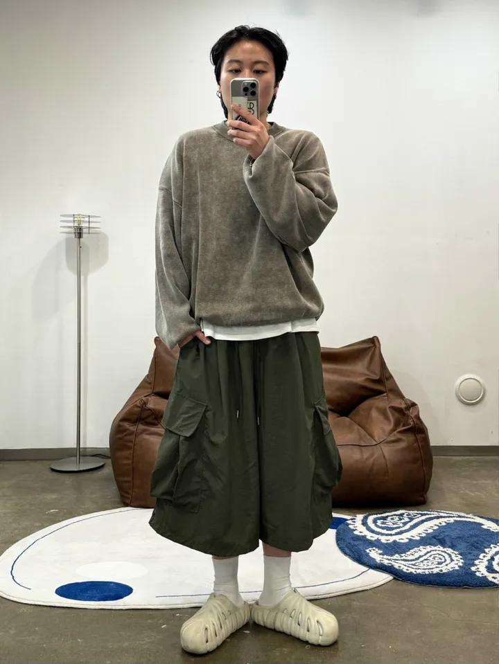 (누적 1000장)(4COLOR) 빅포켓 나일론 8부 카고팬츠 (카고반바지, 여름반바지, 8부팬츠, 와이드반바지, 카고하프팬츠, 나일론팬츠) 상세 이미지 11