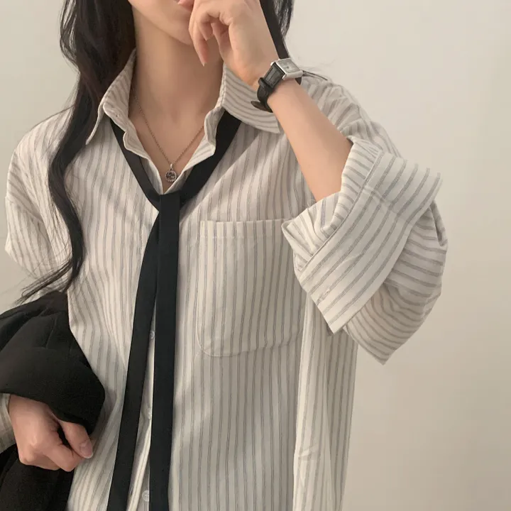 [한여름까지~/오버핏✨] 허니 스트라이프 코튼 포켓 오버핏 셔츠,남방 - 3color 상세 이미지 25