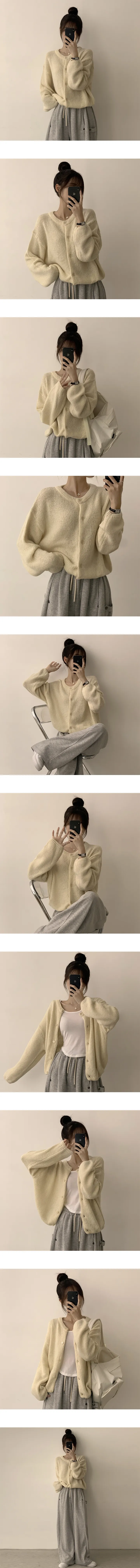 [울 함유/뽀송/후기극찬!] 미미 알파카 라운드 긴팔 루즈핏 베이직 겨울 오버핏 봄 기본 가디건 4color 상세 이미지 5