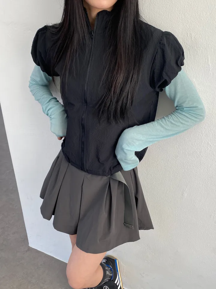 3일만할인[자체제작🍑국내고퀄/러블리룩📸] 시어서커 퍼프 셔링 반목 바람막이 상세 이미지 19