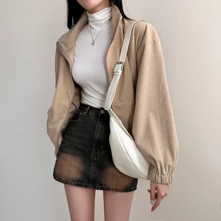 감성100% [최저/Y2K] 카라멜 코듀로이 반집업 - 5color 상세 이미지 11
