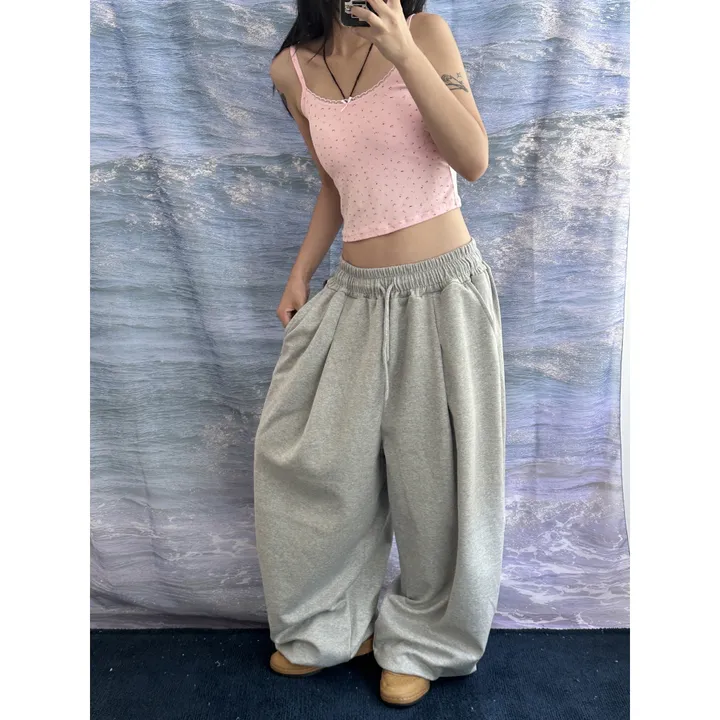 ❤️‍🔥기모선택│업그레이드 ver.│누적판매1,000 돌파 기념│4size!❤️‍🔥[UNISEX/기획특가]사이드 폴드 핀턱 스트링 루즈 와이드 벌룬 트레이닝 팬츠(2color) 상세 이미지 75