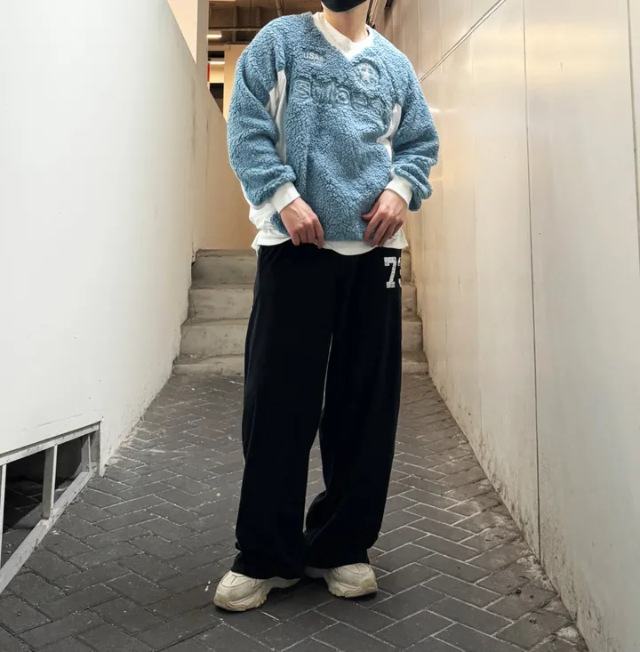 [1+1할인]덤블 양털 밍크 후리스 자수 패치 블록코어 스트링 오버핏 브이넥 아노락 맨투맨 상세 이미지 149