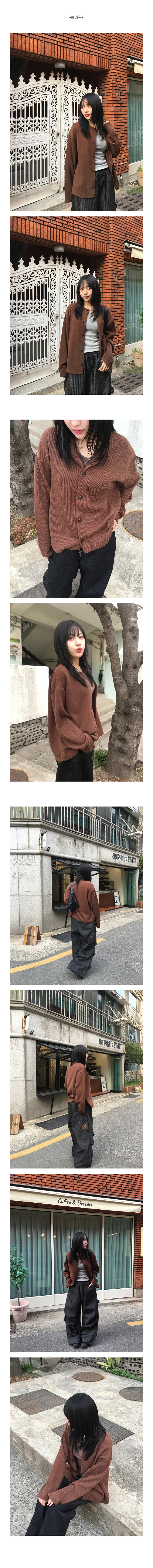 [10color] 위켄드 베이직 라운드넥 단추 루즈핏 니트 가디건 상세 이미지 6
