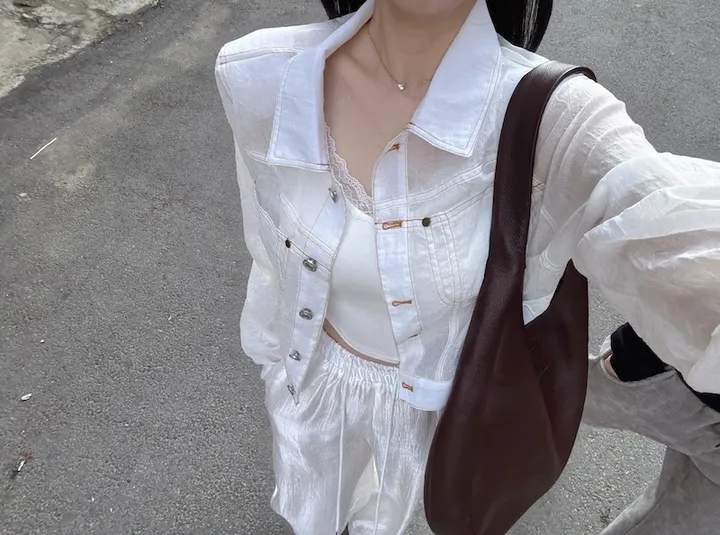 ⚡️블랙 당일⚡️스티치 시스루 썸머 자켓 상세 이미지 15