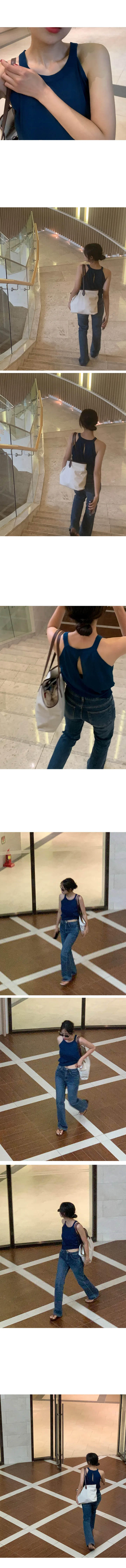 [MADE/누적7천장/일부당일/뉴컬러추가!!] 오마쥬 린넨 백슬릿 홀터넥 니트 나시 슬리브리스 상세 이미지 4