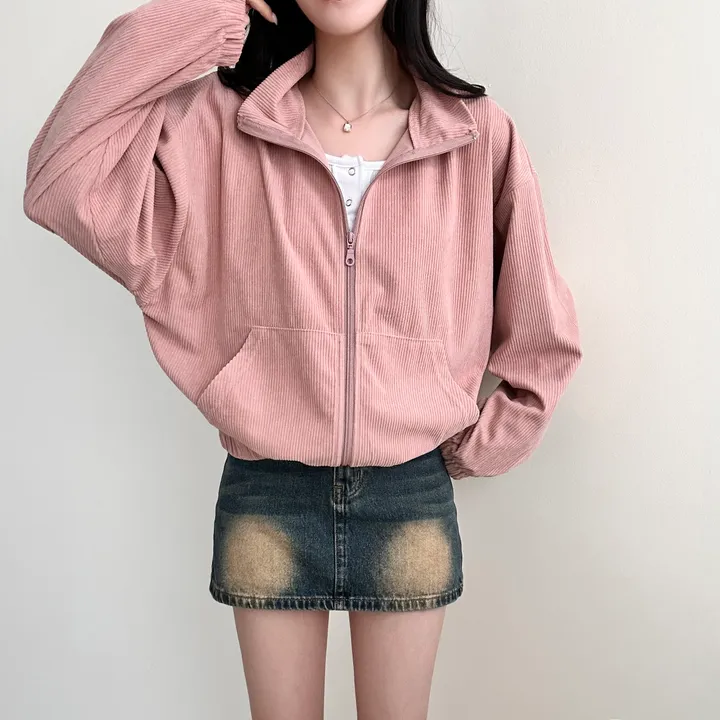 감성100% [최저/Y2K] 카라멜 코듀로이 반집업 - 5color 상세 이미지 8