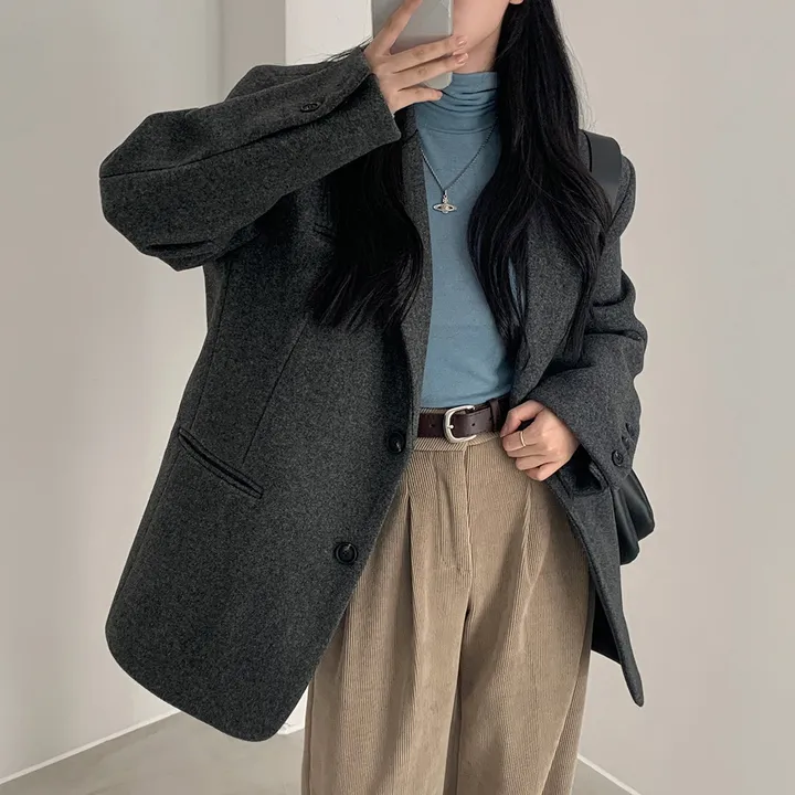 [wool100%/브랜드공정]  윈터 싱글 투버튼 카라 리얼 울 자켓 블레이저 - jk 상세 이미지 31