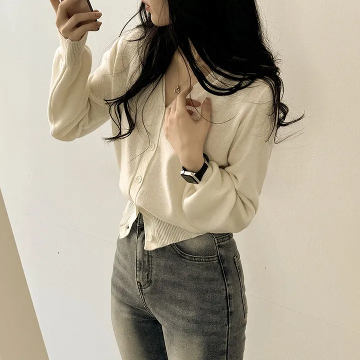[팔뚝살커버!] 허리잘록~ 포근 브이넥 데일리 브이넥 아방핏 니트가디건 상세 이미지 4
