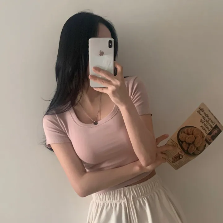 [파스텔🤍/MADE] 보장된핏, 옆셔링 스퀘어넥 반팔 크롭티셔츠 - 8color 상세 이미지 18