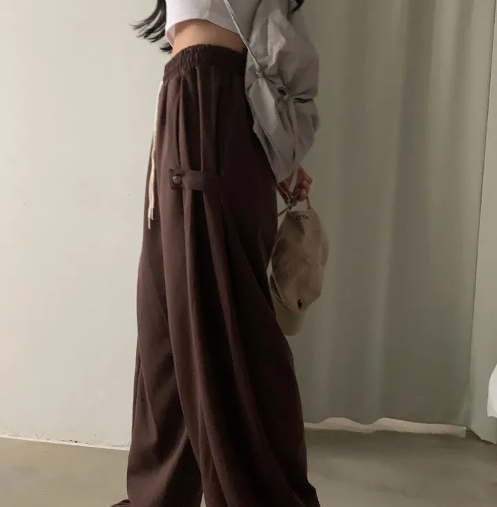 Made [봄컬러추가/🤍숏,롱!] 비어 사이드스냅 비죠, 버튼 롱와이드 트레이닝 추리닝 밴딩팬츠 - 12color 상세 이미지 19