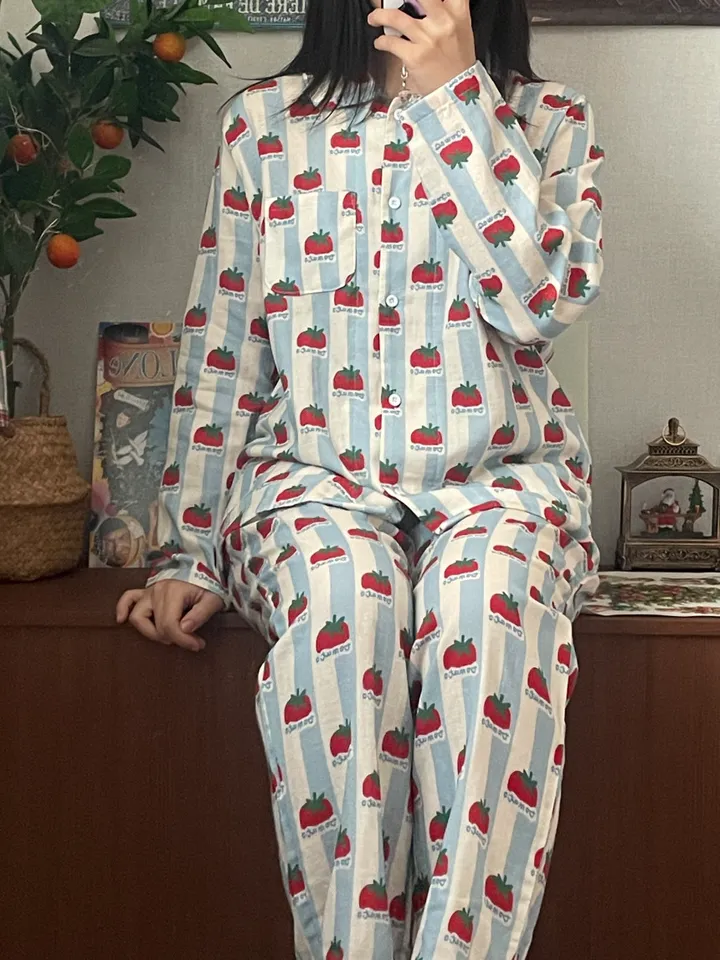 푸르른 토마토 잠옷 세트 홈웨어 파자마파티 생일선물 상세 이미지 3