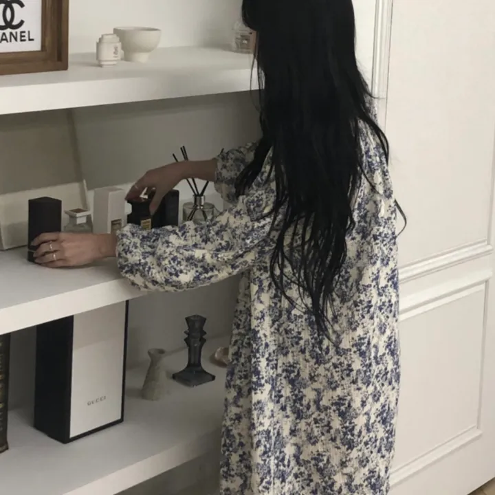[❤️당일/55~88❤️] 플라워 원피스잠옷 요루면 홈웨어  공주풍 롱드레스 상세 이미지 4