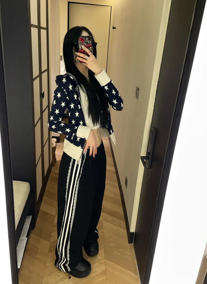 [MD소장/인기상품] y2k star pattern slim crop hood zip-up / y2k 별 스타 패턴 슬림 크롭 후드 집업 상세 이미지 36