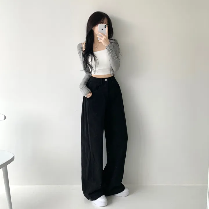 [스냅핀턱🖤/기장선택/핏보장/컬러 추가!] 스노우 4계절 폴딩 사이드 핀턱 하이웨스트 롱와이드 팬츠 히든밴딩 밑단 스냅 비조 버튼 코튼 면바지 와이드 조거 바지 키작녀 키큰녀 상세 이미지 19