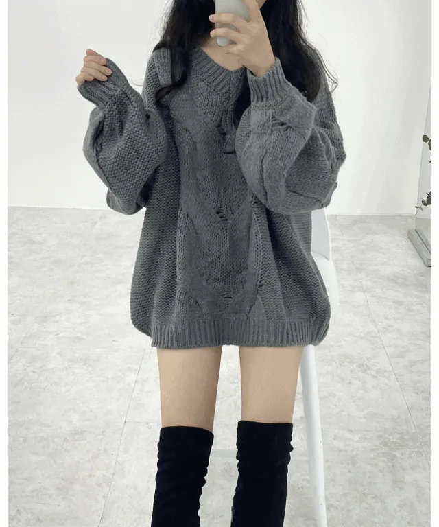 당일출고🤍[보호본능/made] 꽈배기 브이넥 니트 원피스