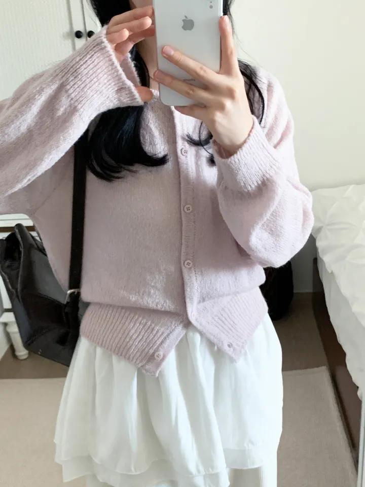 [보송/여리핏☁️] 바스 모헤어 가디건 (5color) 봄가디건/여름옷/데일리룩/데이트룩/벚꽃/나들이룩/핑크/니트/피크닉룩 상세 이미지 7