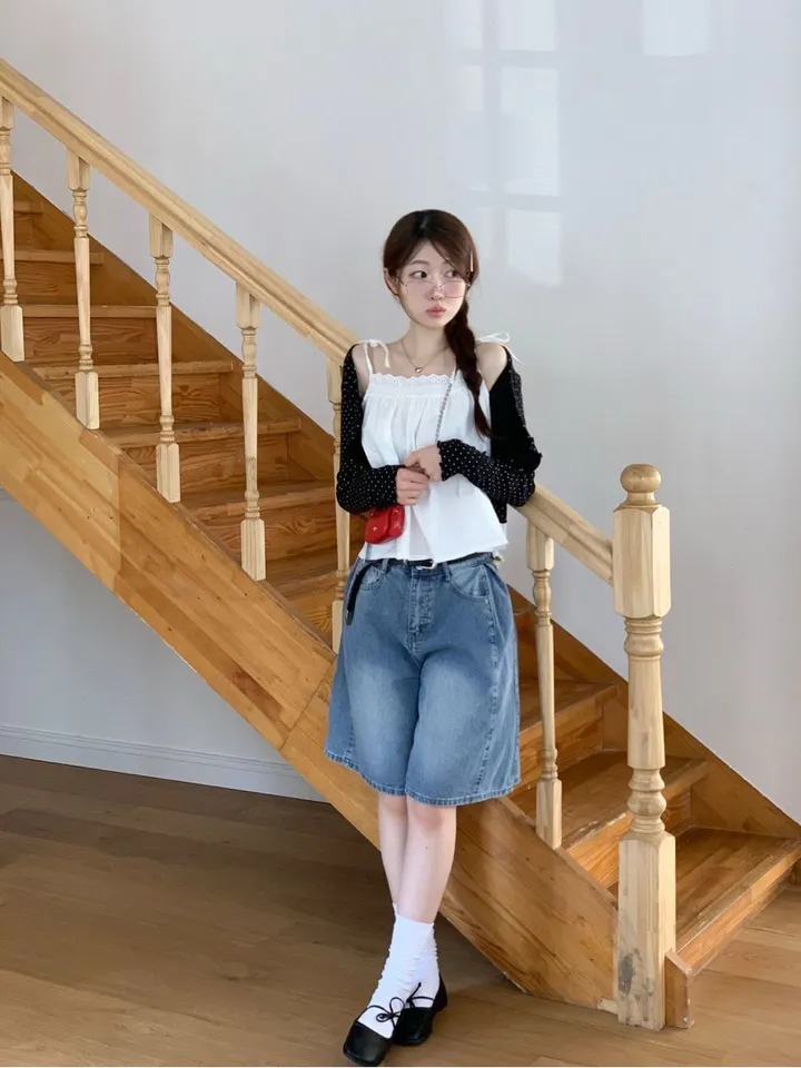 [도트가디건🖤]아떼 여리핏 도트 패턴 코튼 브이넥 롱슬리브 크롭 물결 가디건 3color 상세 이미지 28