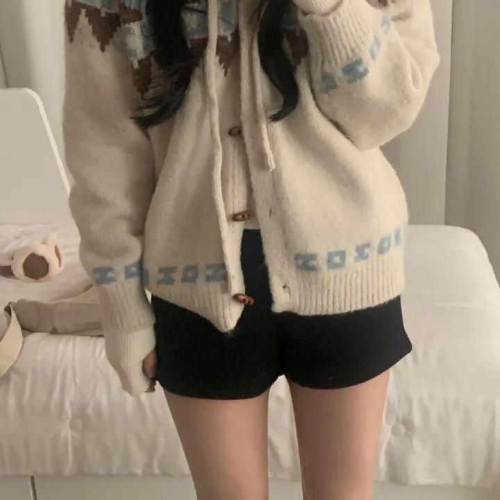 [도톰해요,!] 뉴픽 노르딕 떡볶이 자가드 후드 니트 가디건 - 3color 상세 이미지 23