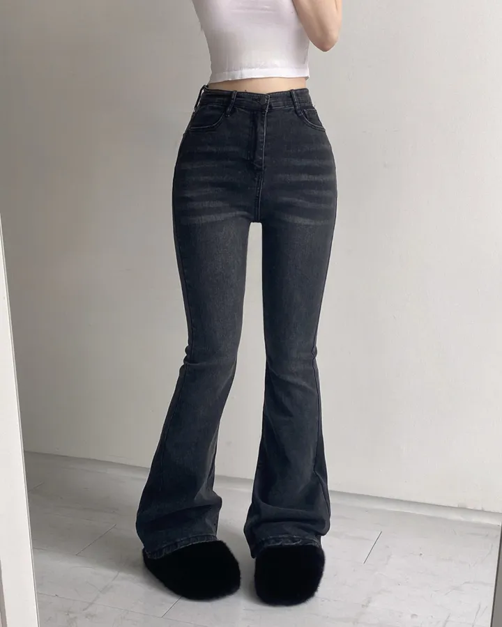 [인생팬츠/기장선택/~2XL] 빈티지 워싱 스판 하이웨스트 부츠컷 데님 롱 팬츠 - 6color 상세 이미지 65