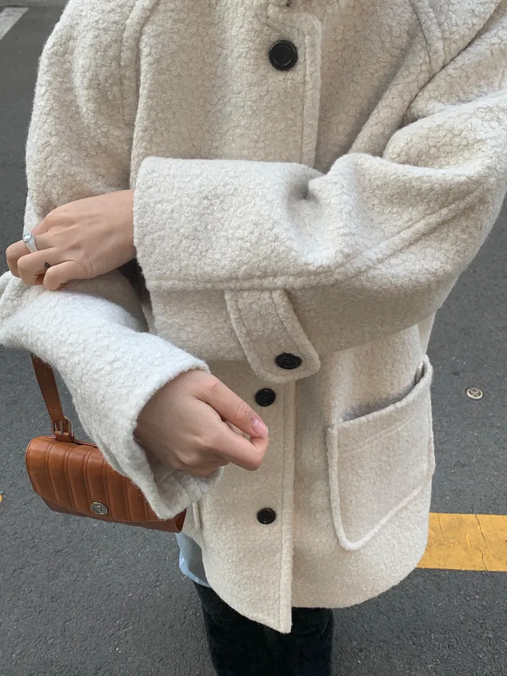 boucle high neck half coat (3color) 상세 이미지 3