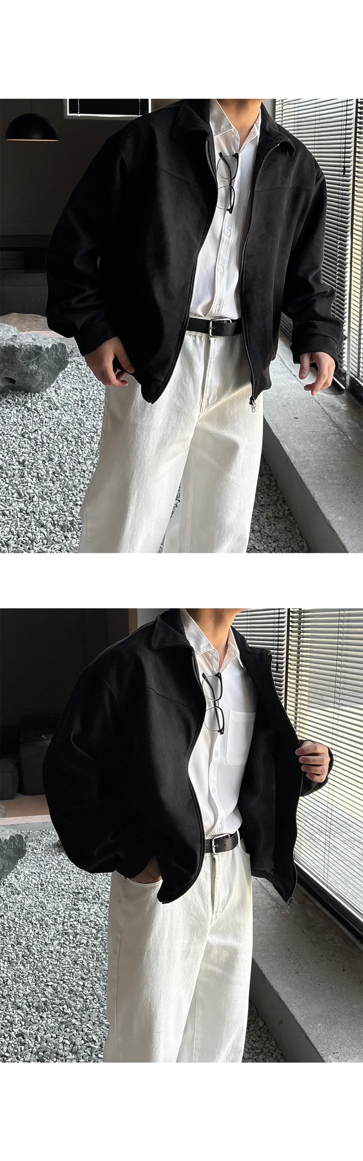 [1+1할인/당일출고] 투웨이 절개 스웨이드 오버핏 크롭 자켓 상세 이미지 20